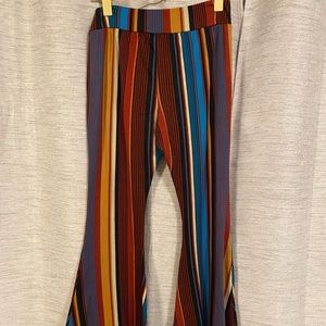 Stretchy pants/ leggings stripes multicolor fall light wear cotton Womans small